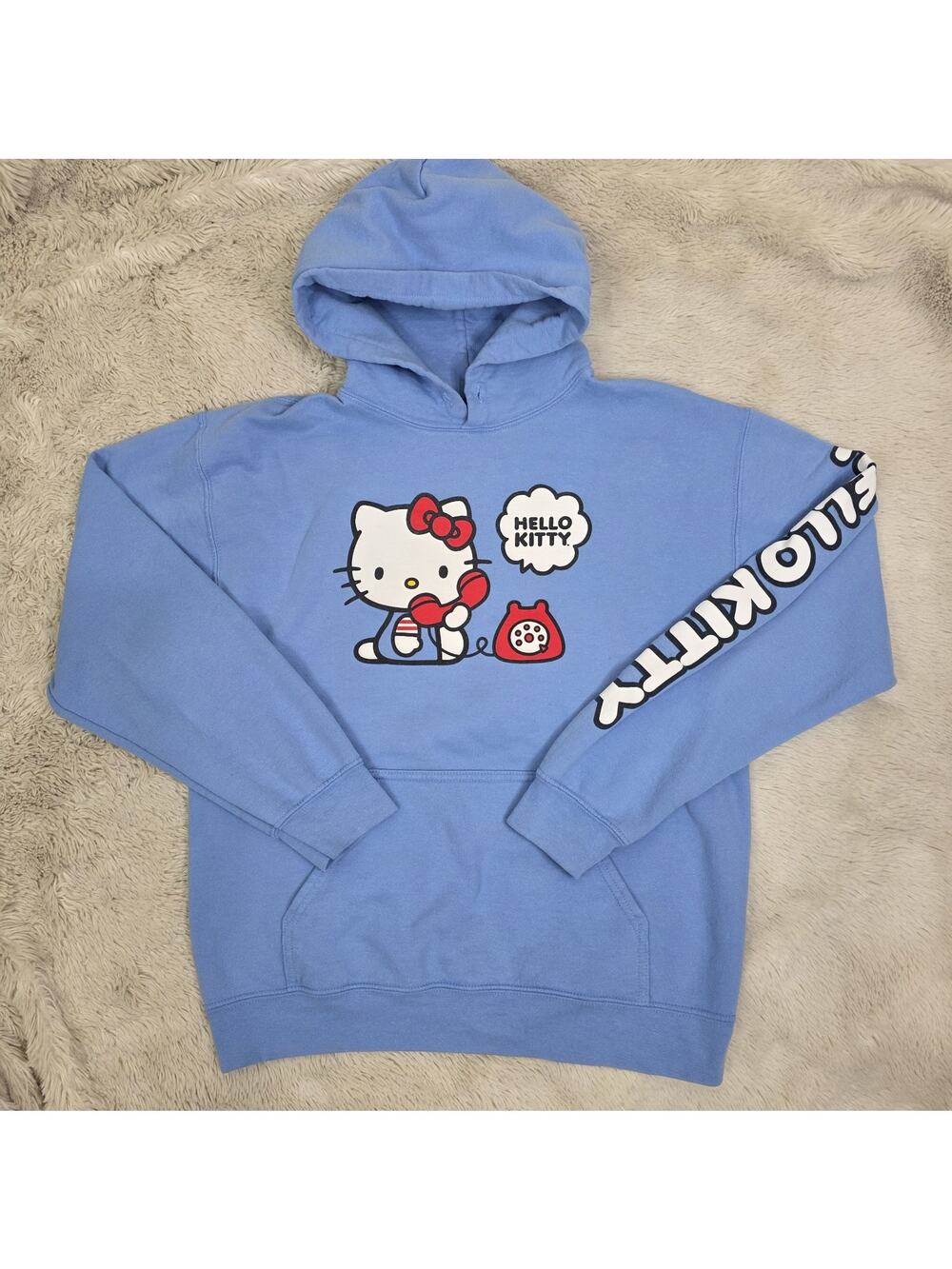 Sanrio Hello Kitty Hoodie Sz M Blue Graphic Pullover Sweatshirt Ripple Junction